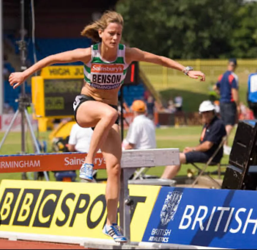 Sarah Benson racing over the barriers at Birmingham